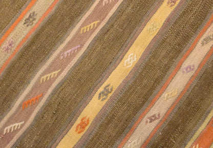 Vintage Turkish Kilim Rug, 4.0 x 8.7 ft, 123 x 265 cm, Handwoven Wool Kilim