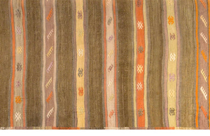 Vintage Turkish Kilim Rug, 4.0 x 8.7 ft, 123 x 265 cm, Handwoven Wool Kilim