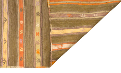 Vintage Turkish Kilim Rug, 4.0 x 8.7 ft, 123 x 265 cm, Handwoven Wool Kilim