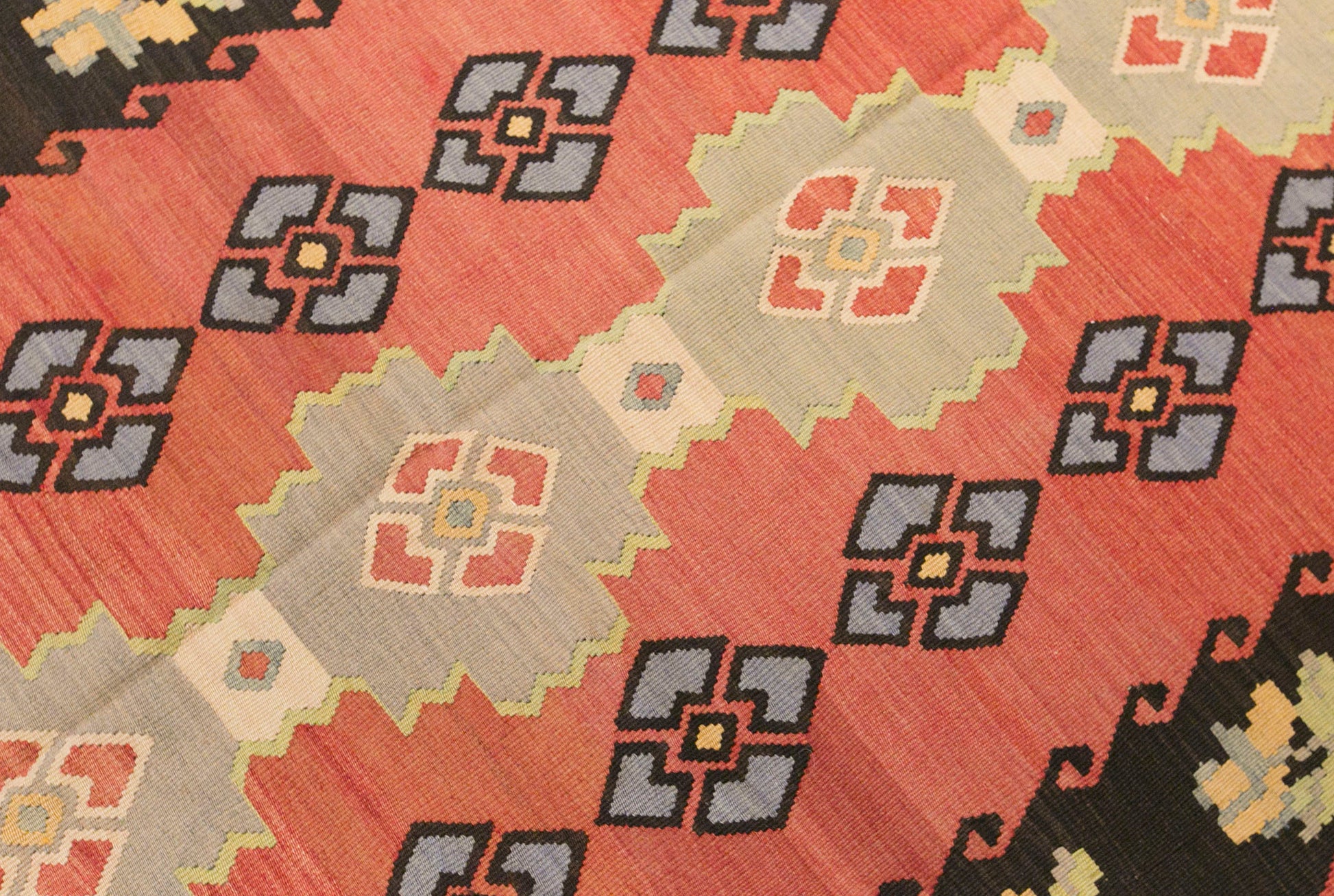 Vintage Turkish Kilim Rug, 4.1 x 7.5 ft, 126 x 230 cm, Handwoven Wool Kilim