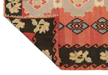 Vintage Turkish Kilim Rug, 4.1 x 7.5 ft, 126 x 230 cm, Handwoven Wool Kilim