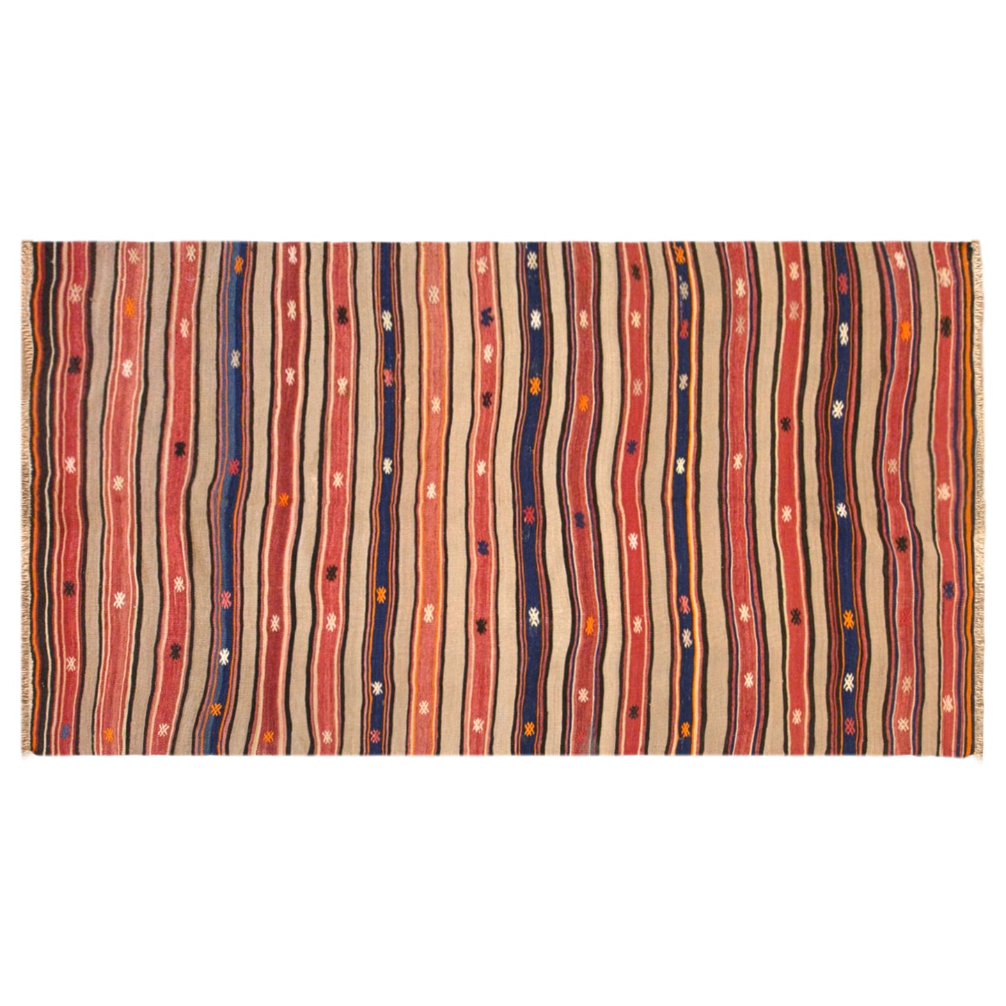 Vintage Turkish Kilim Rug, 4.2 x 8.2 ft, 127 x 250 cm, Handwoven Wool Kilim