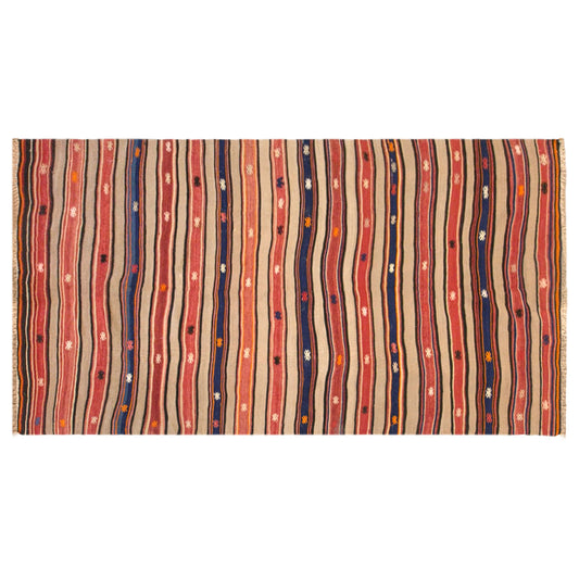 Vintage Turkish Kilim Rug, 4.2 x 8.2 ft, 127 x 250 cm, Handwoven Wool Kilim