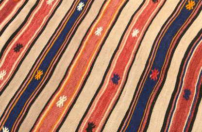 Vintage Turkish Kilim Rug, 4.2 x 8.2 ft, 127 x 250 cm, Handwoven Wool Kilim