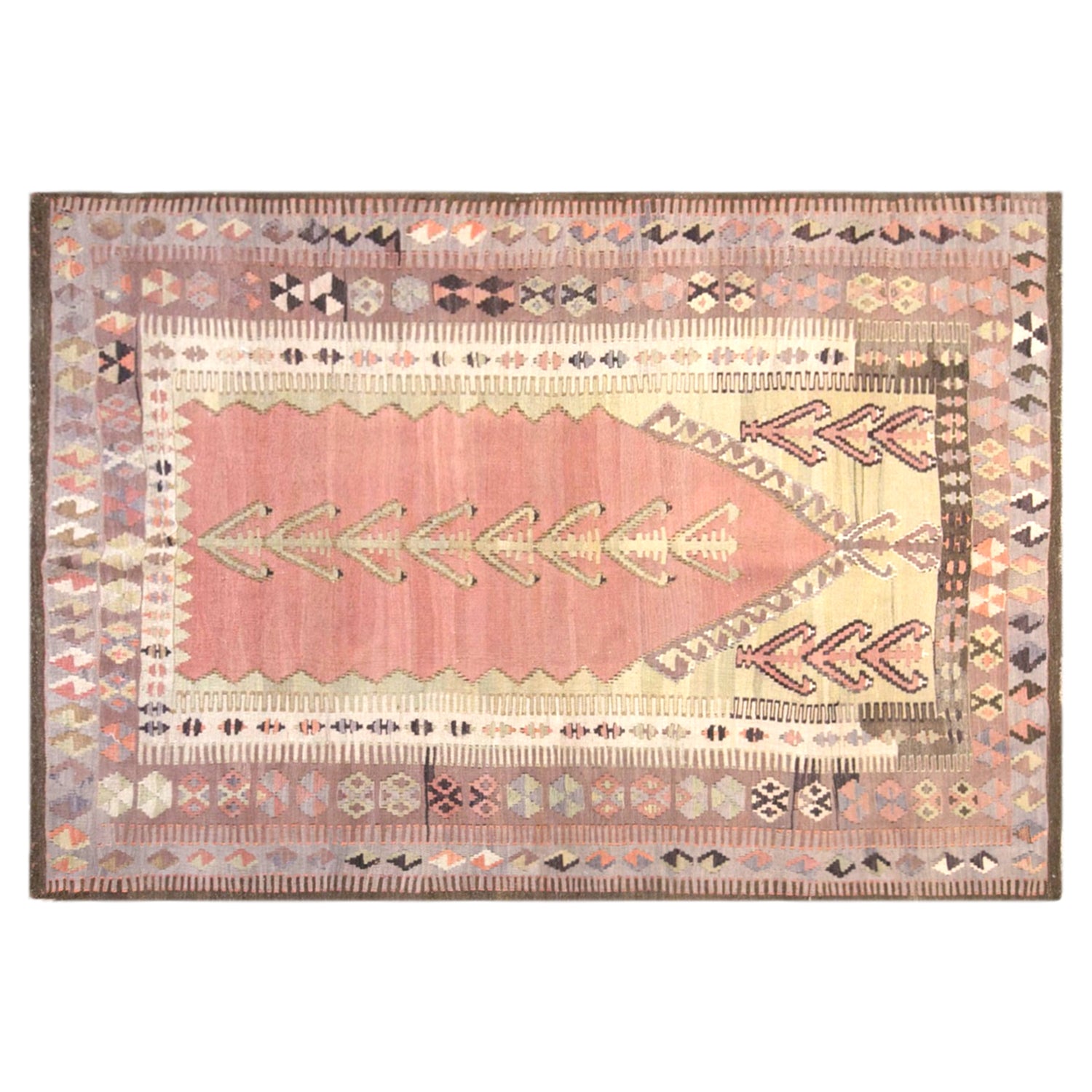 Vintage Turkish Kilim Rug, 4.3 x 5.9 ft, 130 x 180 cm, Handwoven Wool Kilim