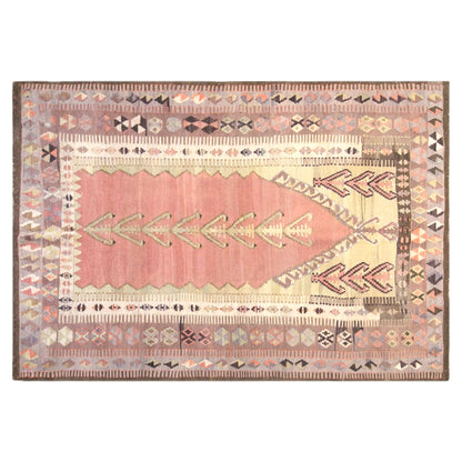 Vintage Turkish Kilim Rug, 4.3 x 5.9 ft, 130 x 180 cm, Handwoven Wool Kilim