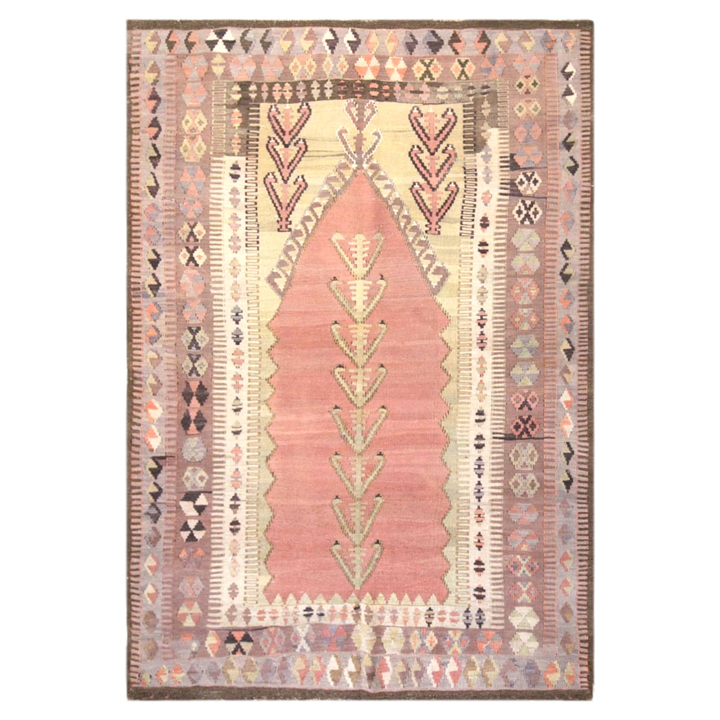 Vintage Turkish Kilim Rug, 4.3 x 5.9 ft, 130 x 180 cm, Handwoven Wool Kilim