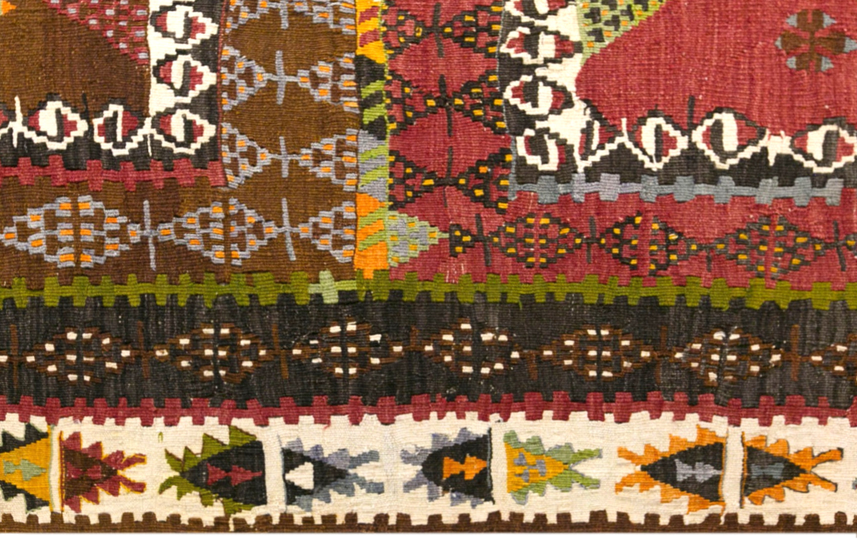 Vintage Turkish Kilim Rug, 4.3 x 6.7 ft, 130 x 205 cm, Handwoven Wool Kilim