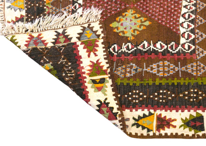 Vintage Turkish Kilim Rug, 4.3 x 6.7 ft, 130 x 205 cm, Handwoven Wool Kilim