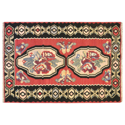 Vintage Turkish Kilim Rug, 4.3 x 7.2 ft, 130 x 220 cm, Handwoven Wool Kilim