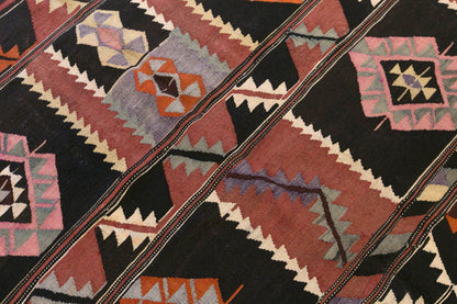 Vintage Turkish Kilim Rug, 4.6 x 7.5 ft, 140 x 230 cm, Handwoven Wool Kilim