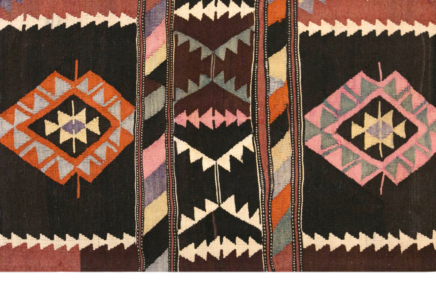 Vintage Turkish Kilim Rug, 4.6 x 7.5 ft, 140 x 230 cm, Handwoven Wool Kilim