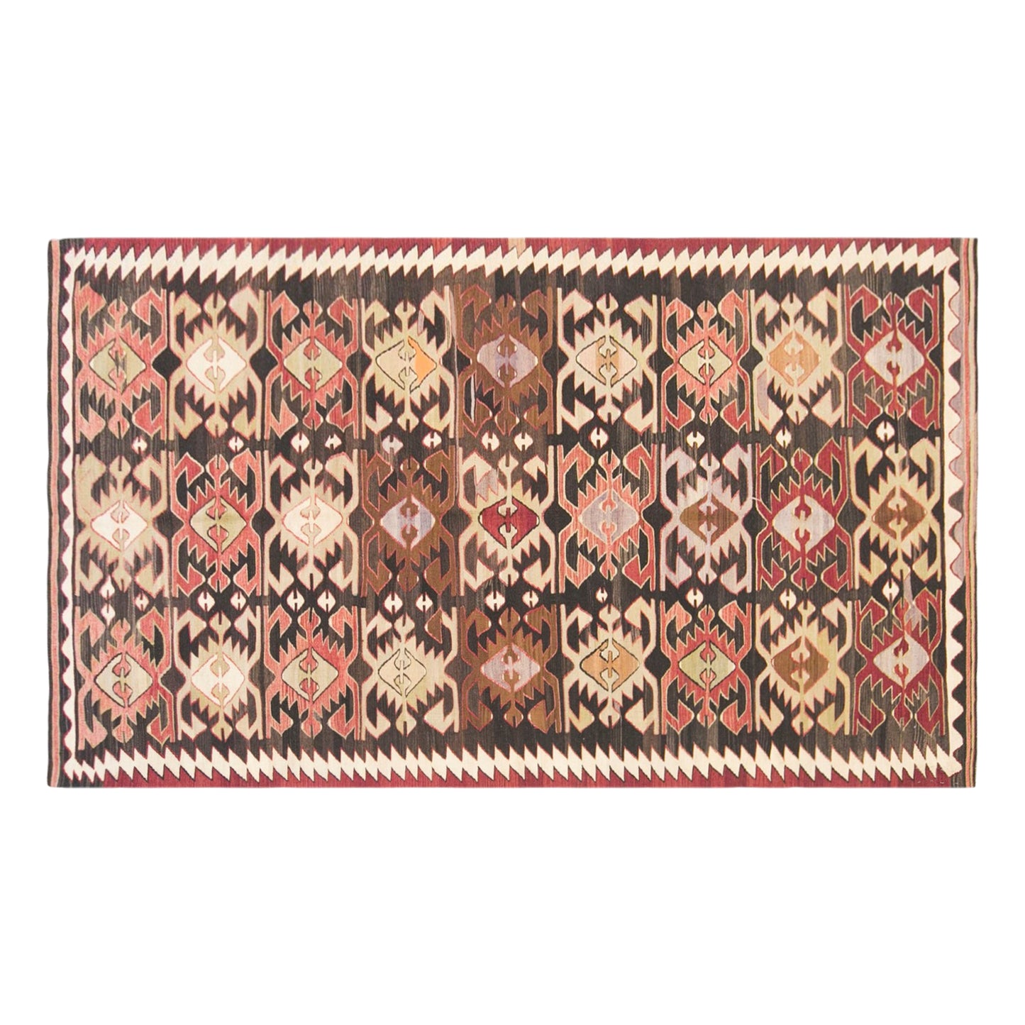 Vintage Turkish Kilim Rug, 4.7 x 11.0 ft, 143 x 335 cm, Handwoven Wool Kilim