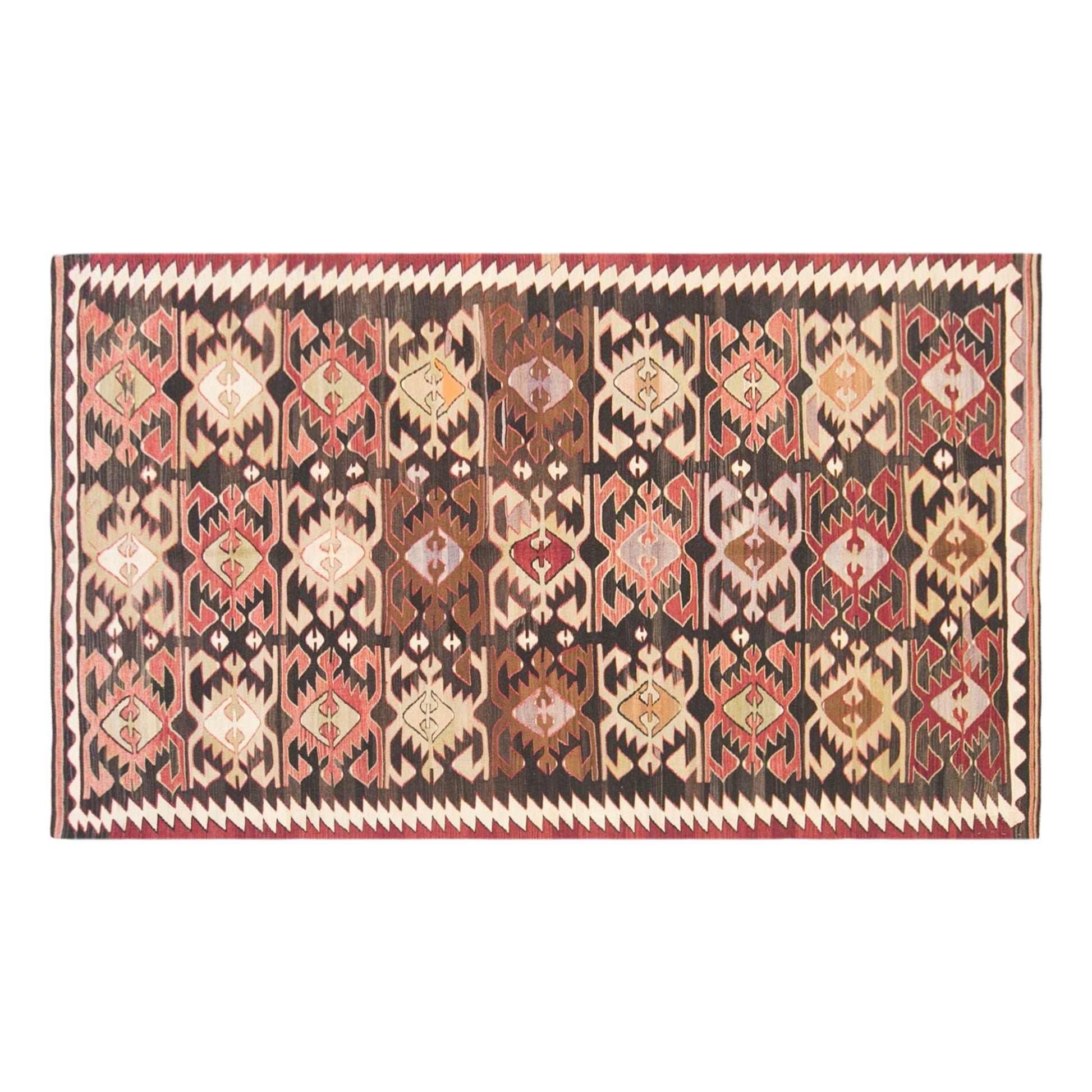 Vintage Turkish Kilim Rug, 4.7 x 11.0 ft, 143 x 335 cm, Handwoven Wool Kilim