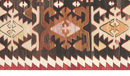 Vintage Turkish Kilim Rug, 4.7 x 11.0 ft, 143 x 335 cm, Handwoven Wool Kilim