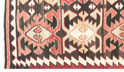 Vintage Turkish Kilim Rug, 4.7 x 11.0 ft, 143 x 335 cm, Handwoven Wool Kilim