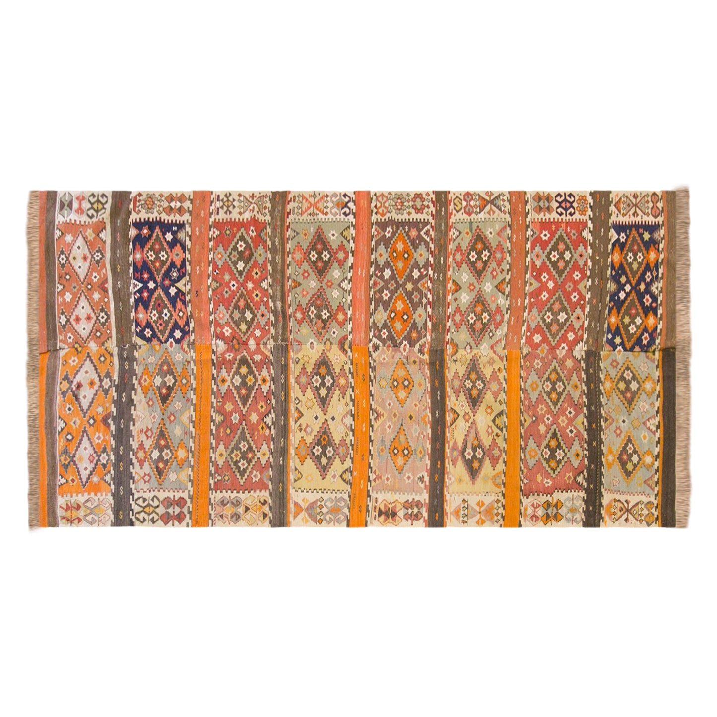 Vintage Turkish Kilim Rug, 4.7 x 12.8 ft, 142 x 390 cm, Handwoven Wool Kilim