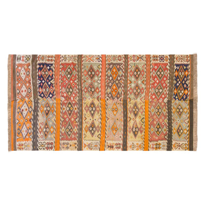 Vintage Turkish Kilim Rug, 4.7 x 12.8 ft, 142 x 390 cm, Handwoven Wool Kilim