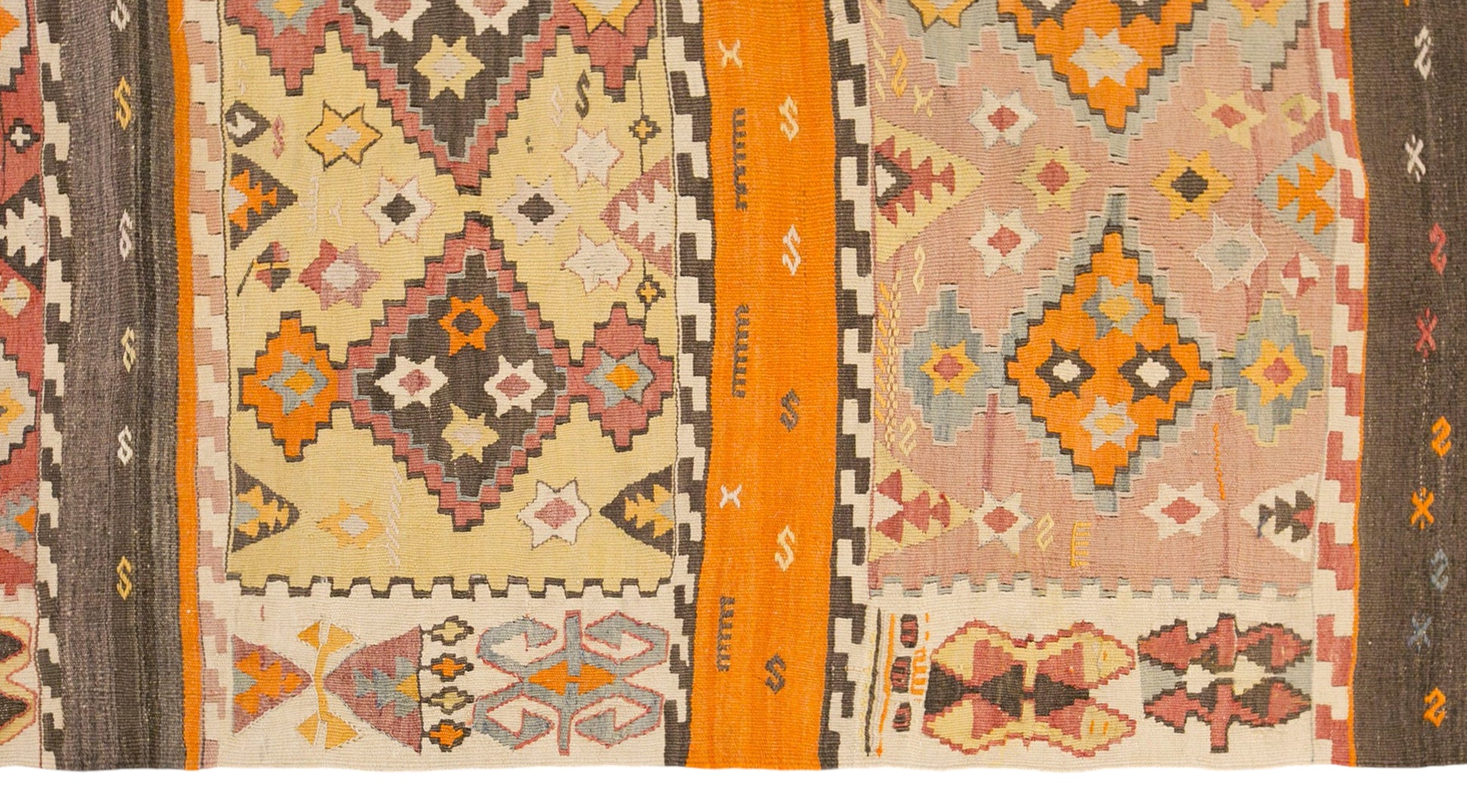Vintage Turkish Kilim Rug, 4.7 x 12.8 ft, 142 x 390 cm, Handwoven Wool Kilim