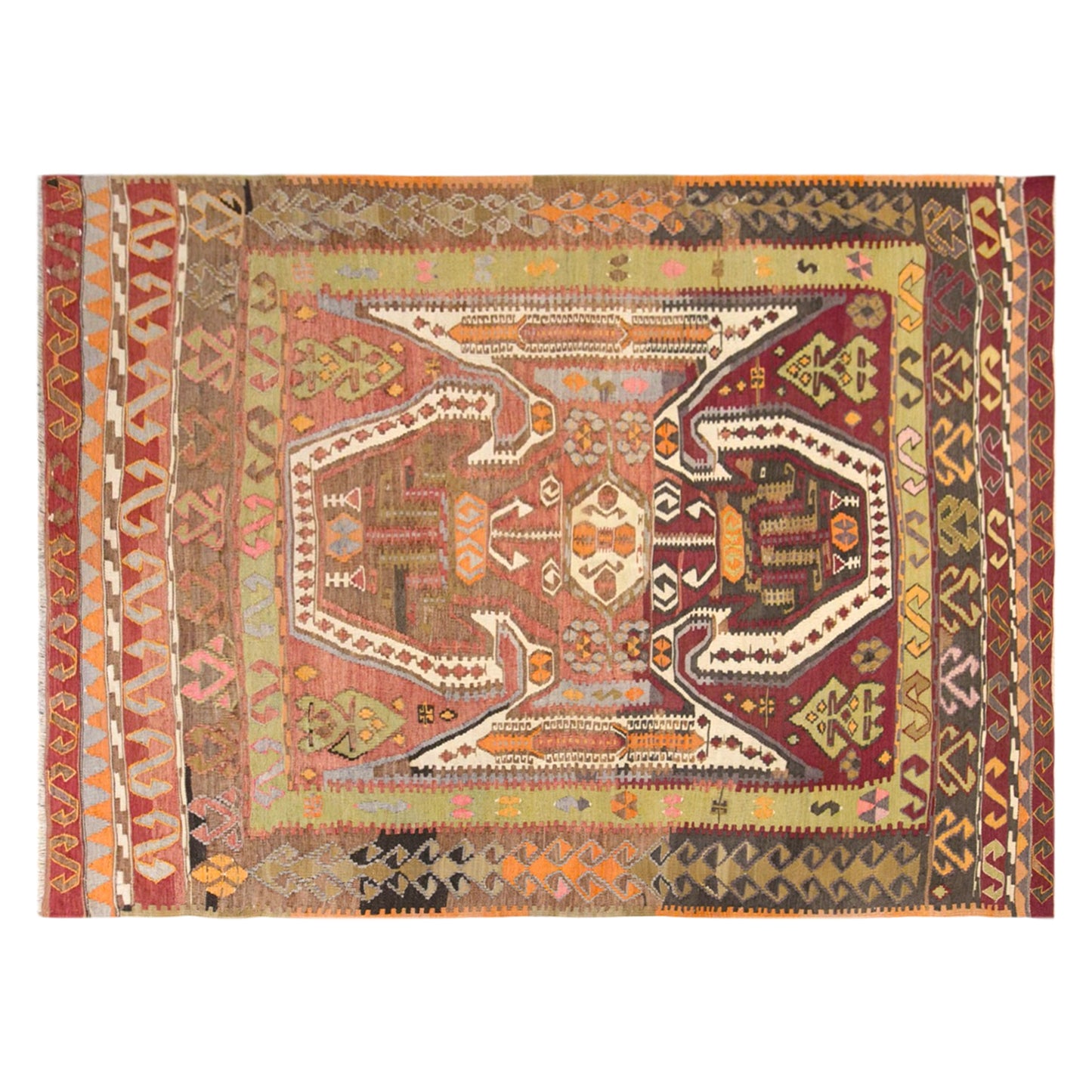 Vintage Turkish Kilim Rug, 4.7 x 6.7 ft, 142 x 205 cm, Handwoven Wool Kilim