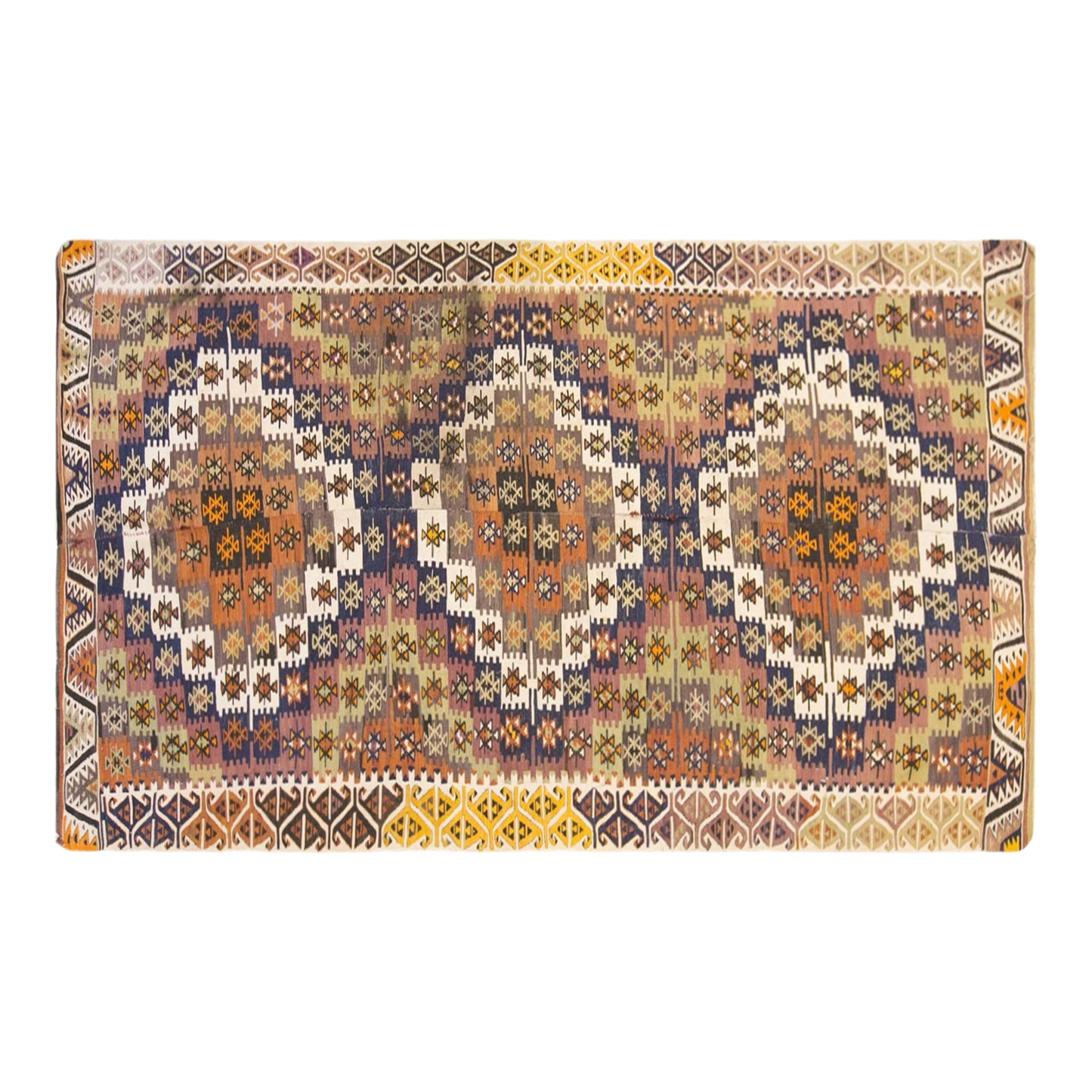 Vintage Turkish Kilim Rug, 4.9 x 12.5 ft, 150 x 380 cm, Handwoven Wool Kilim