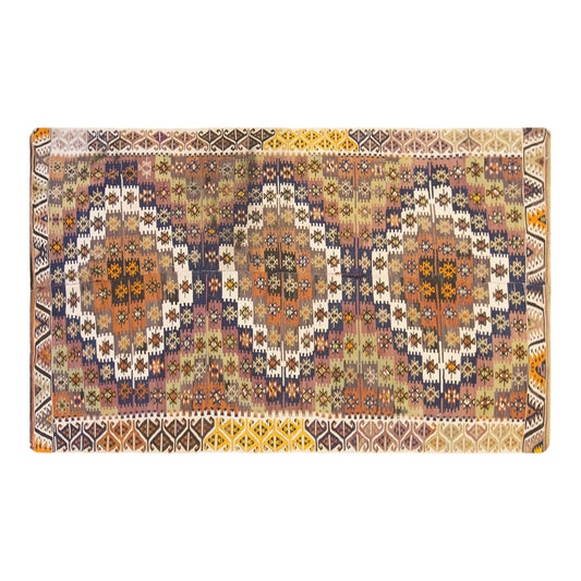 Vintage Turkish Kilim Rug, 4.9 x 12.5 ft, 150 x 380 cm, Handwoven Wool Kilim