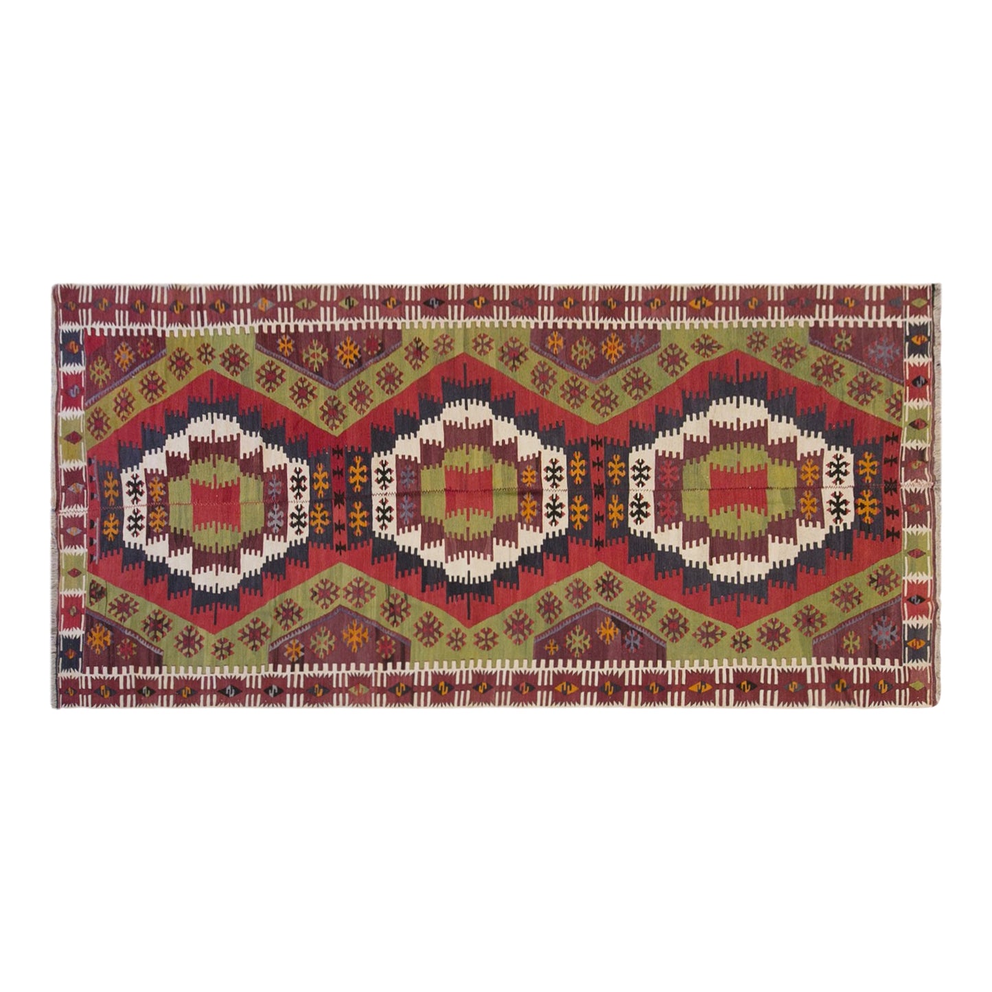 Vintage Turkish Kilim Rug, 4.9 x 13.9 ft, 150 x 425 cm, Handwoven Wool Kilim