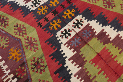 Vintage Turkish Kilim Rug, 4.9 x 13.9 ft, 150 x 425 cm, Handwoven Wool Kilim