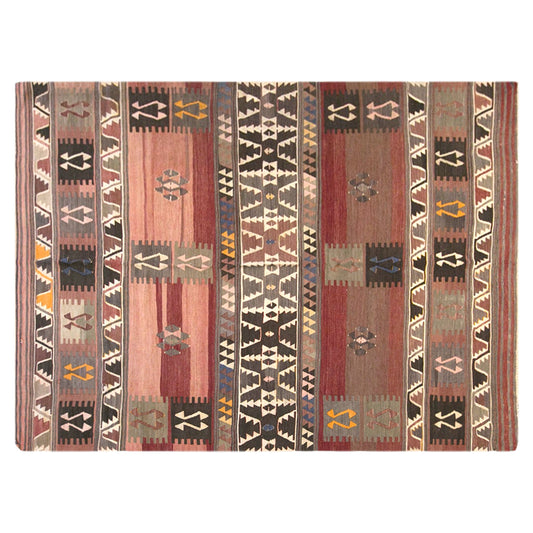 Vintage Turkish Kilim Rug, 4.9 x 6.8 ft, 150 x 208 cm, Handwoven Wool Kilim