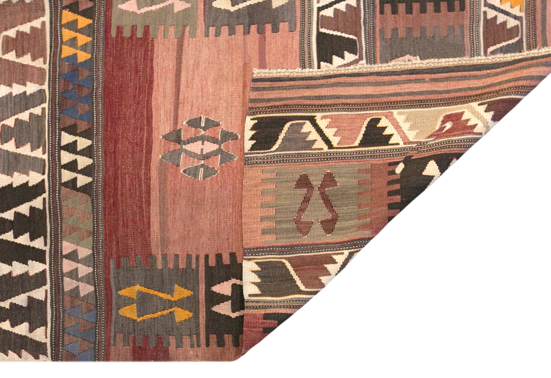 Vintage Turkish Kilim Rug, 4.9 x 6.8 ft, 150 x 208 cm, Handwoven Wool Kilim