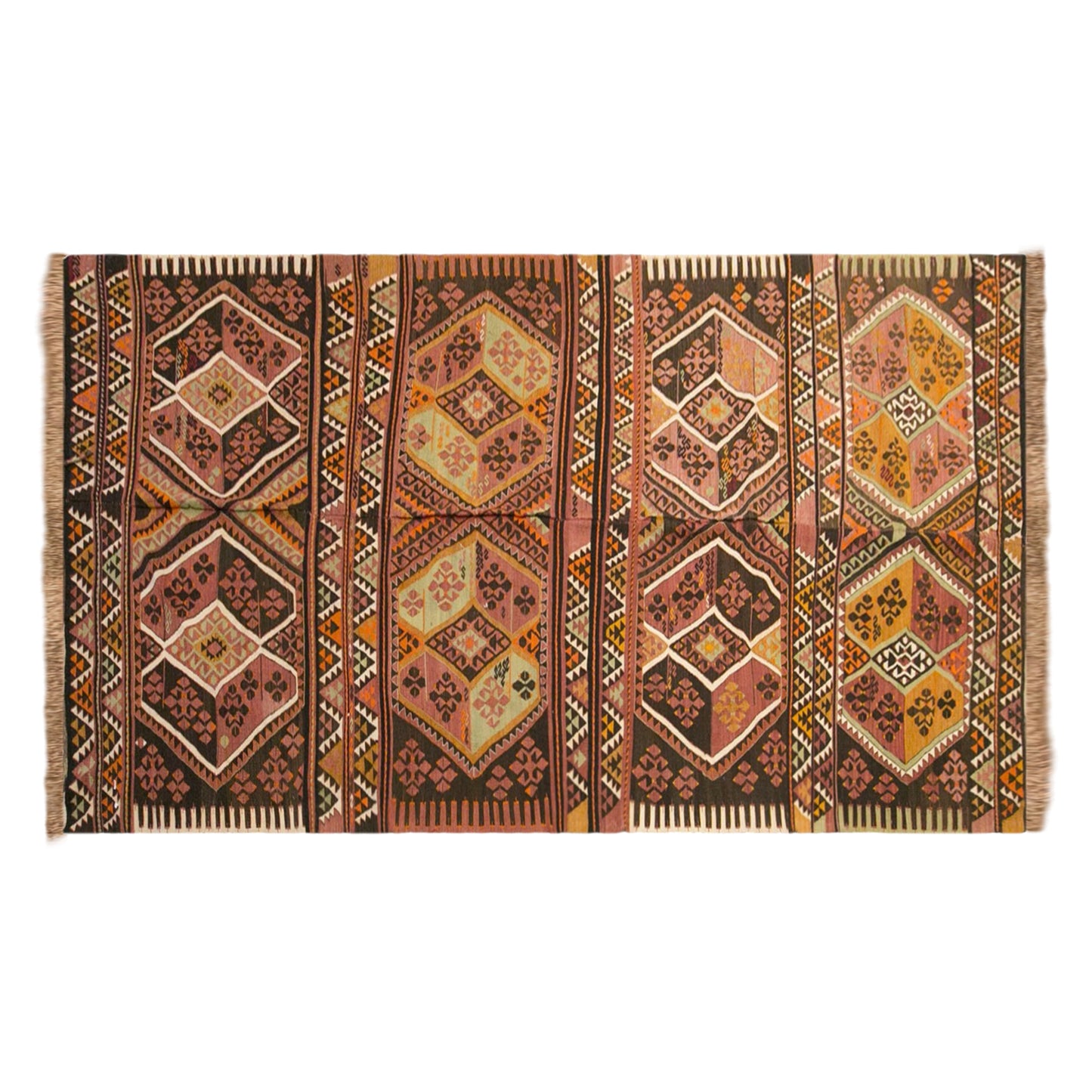 Vintage Turkish Kilim Rug, 5.0 x 13.0 ft, 152 x 395 cm, Handwoven Wool Kilim