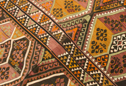 Vintage Turkish Kilim Rug, 5.0 x 13.0 ft, 152 x 395 cm, Handwoven Wool Kilim