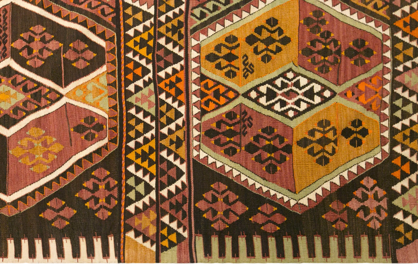 Vintage Turkish Kilim Rug, 5.0 x 13.0 ft, 152 x 395 cm, Handwoven Wool Kilim
