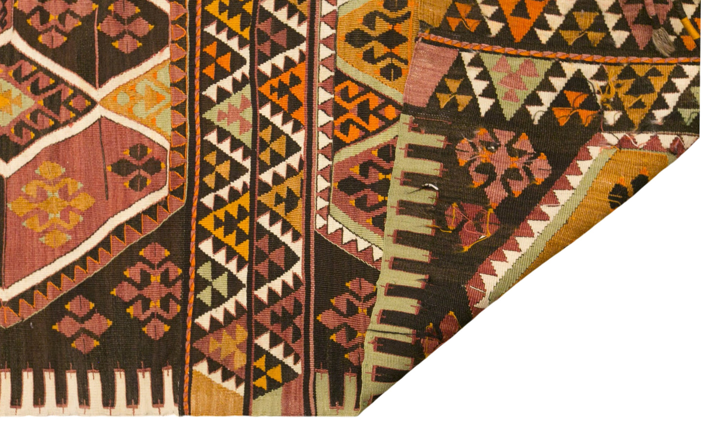 Vintage Turkish Kilim Rug, 5.0 x 13.0 ft, 152 x 395 cm, Handwoven Wool Kilim