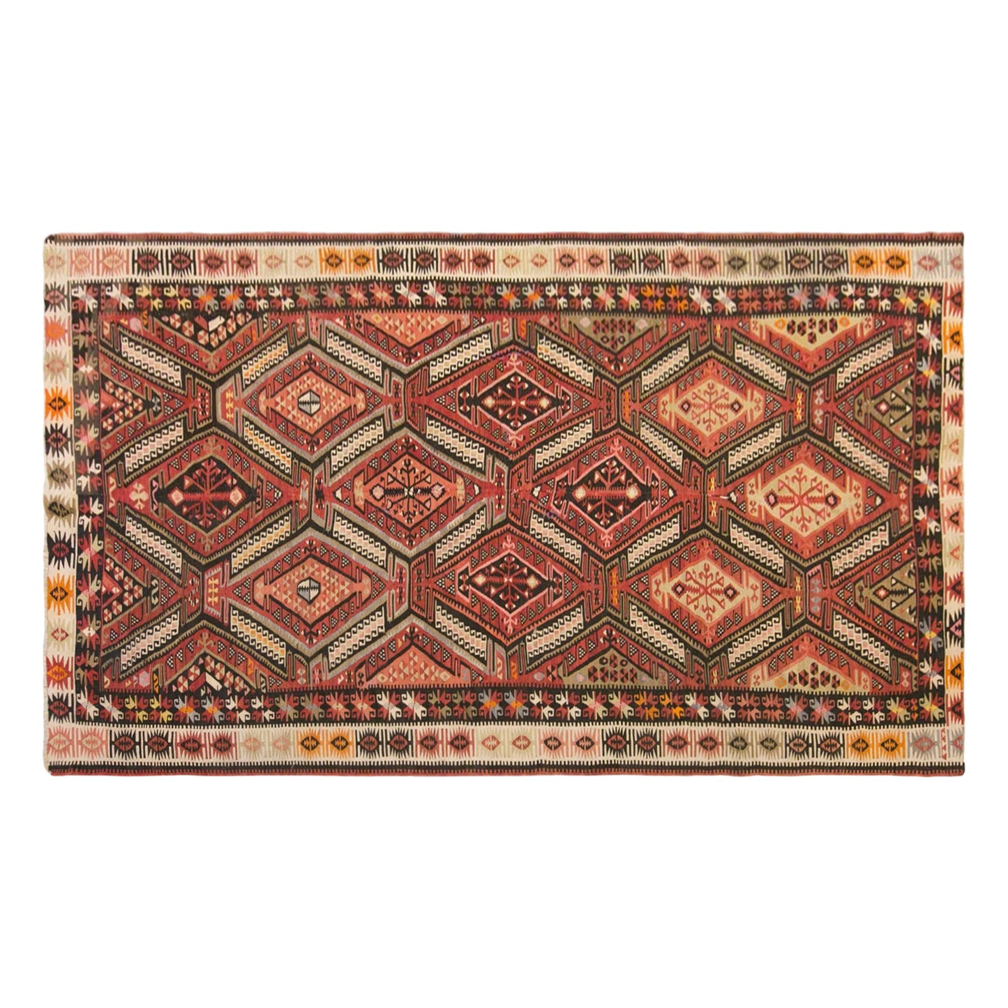 Vintage Turkish Kilim Rug, 5.1 x 10.7 ft, 155 x 325 cm, Handwoven Wool Kilim