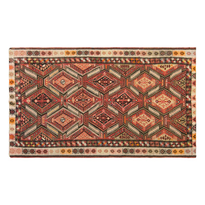 Vintage Turkish Kilim Rug, 5.1 x 10.7 ft, 155 x 325 cm, Handwoven Wool Kilim