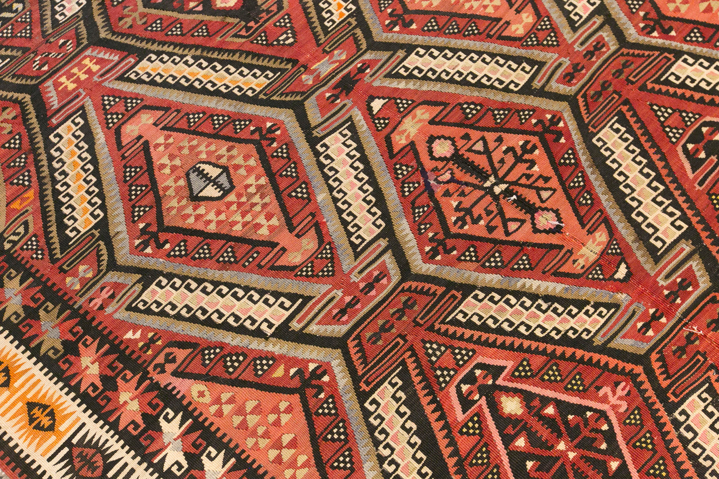 Vintage Turkish Kilim Rug, 5.1 x 10.7 ft, 155 x 325 cm, Handwoven Wool Kilim