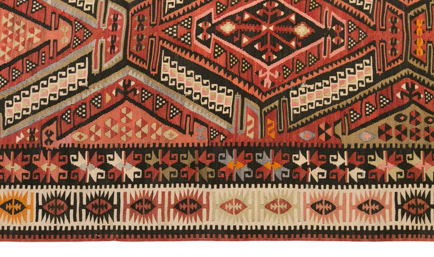 Vintage Turkish Kilim Rug, 5.1 x 10.7 ft, 155 x 325 cm, Handwoven Wool Kilim