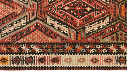 Vintage Turkish Kilim Rug, 5.1 x 10.7 ft, 155 x 325 cm, Handwoven Wool Kilim