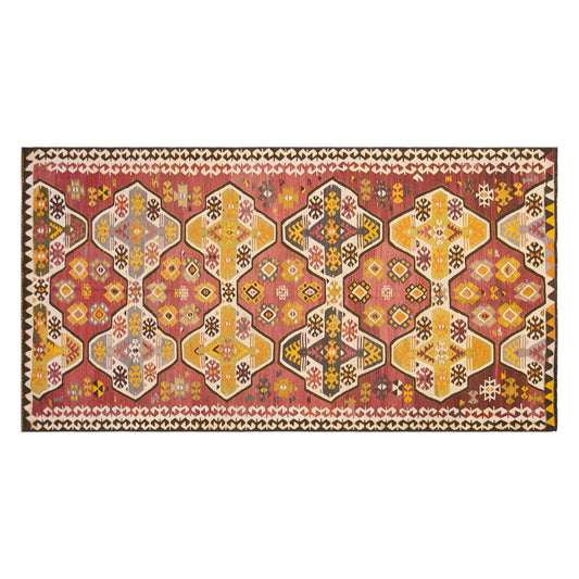Vintage Turkish Kilim Rug, 5.1 x 11.3 ft, 155 x 345 cm, Handwoven Wool Kilim