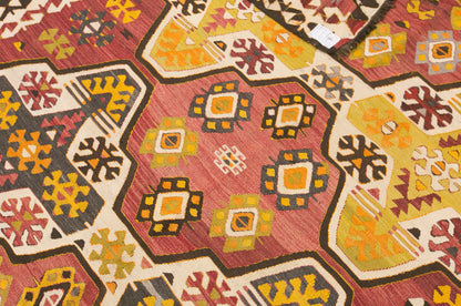 Vintage Turkish Kilim Rug, 5.1 x 11.3 ft, 155 x 345 cm, Handwoven Wool Kilim