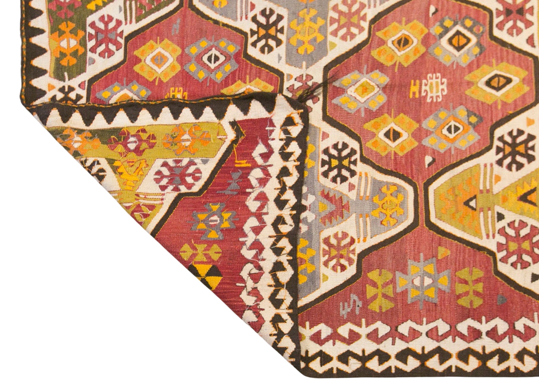 Vintage Turkish Kilim Rug, 5.1 x 11.3 ft, 155 x 345 cm, Handwoven Wool Kilim