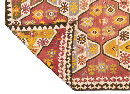 Vintage Turkish Kilim Rug, 5.1 x 11.3 ft, 155 x 345 cm, Handwoven Wool Kilim