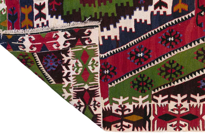 Vintage Turkish Kilim Rug, 5.1 x 11.3 ft, 155 x 345 cm, Handwoven Wool Kilim