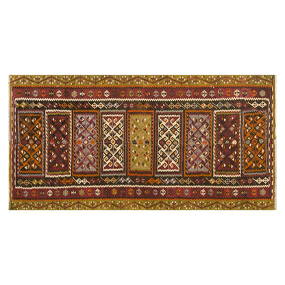 Vintage Turkish Kilim Rug, 5.1 x 11.6 ft, 156 x 355 cm, Handwoven Wool Kilim