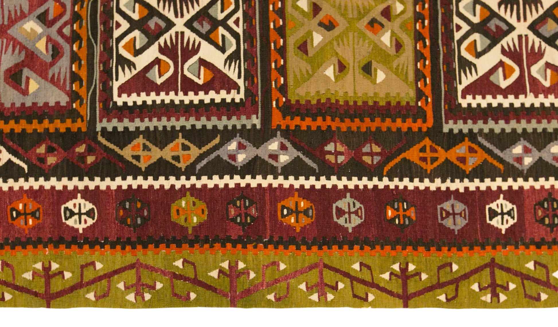 Vintage Turkish Kilim Rug, 5.1 x 11.6 ft, 156 x 355 cm, Handwoven Wool Kilim