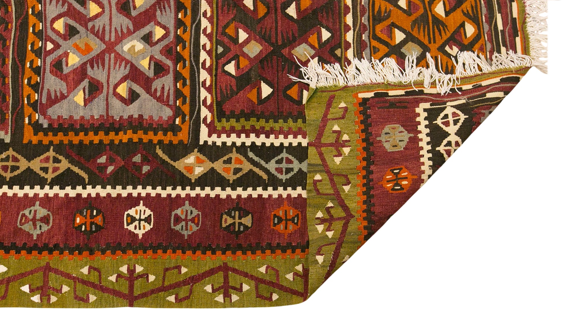 Vintage Turkish Kilim Rug, 5.1 x 11.6 ft, 156 x 355 cm, Handwoven Wool Kilim