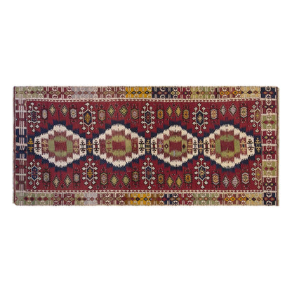 Vintage Turkish Kilim Rug, 5.1 x 13.6 ft, 155 x 415 cm, Handwoven Wool Kilim