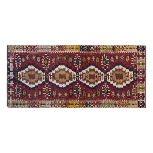 Vintage Turkish Kilim Rug, 5.1 x 13.6 ft, 155 x 415 cm, Handwoven Wool Kilim