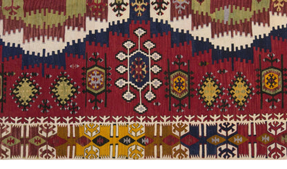 Vintage Turkish Kilim Rug, 5.1 x 13.6 ft, 155 x 415 cm, Handwoven Wool Kilim